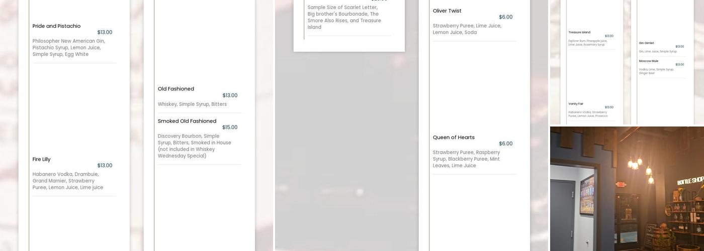 Aristotle Spirits Menu