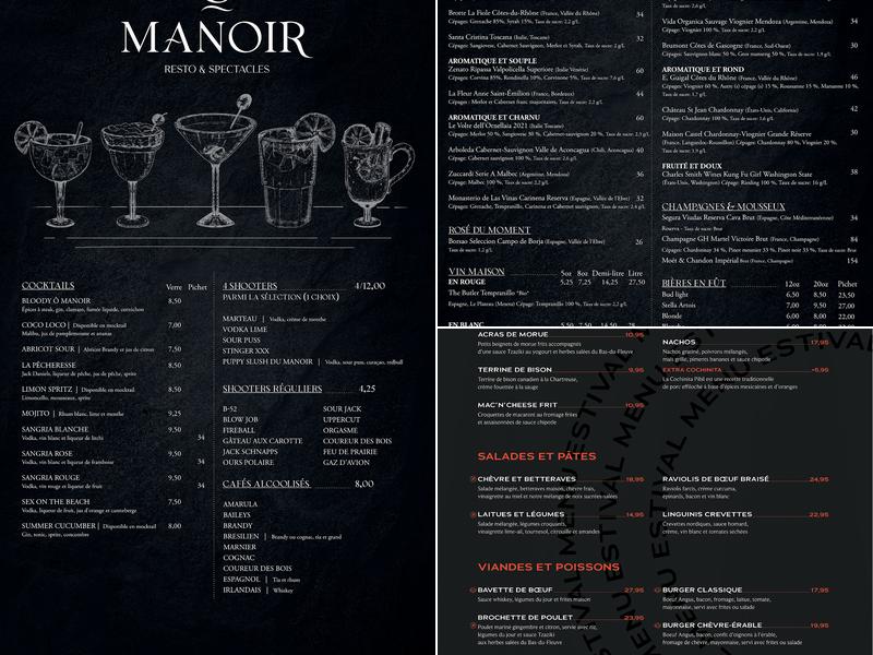 Ō Manoir - Resto & Spectacles Menu