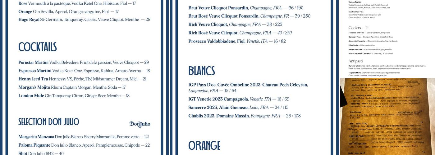 Rose Orange Menu