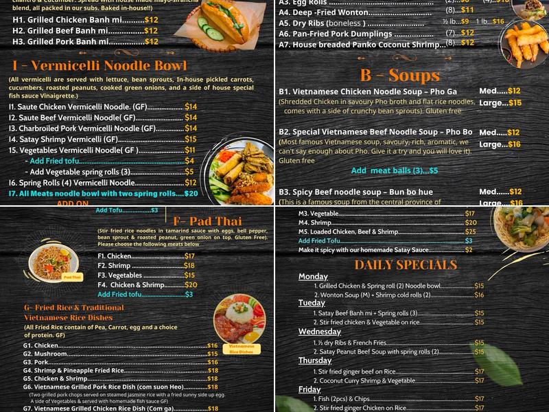 Prince Albert Restaurant Menu