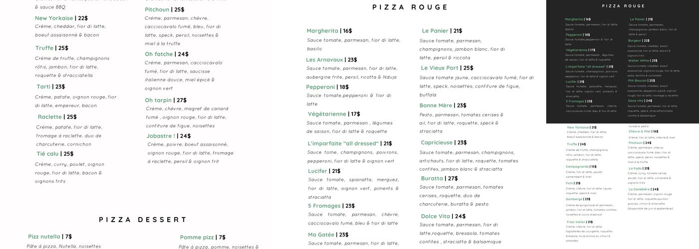 Oh Minot by mama pizza Menu