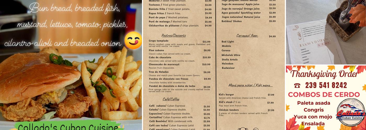 Collado's Cuban Cuisine. Menu