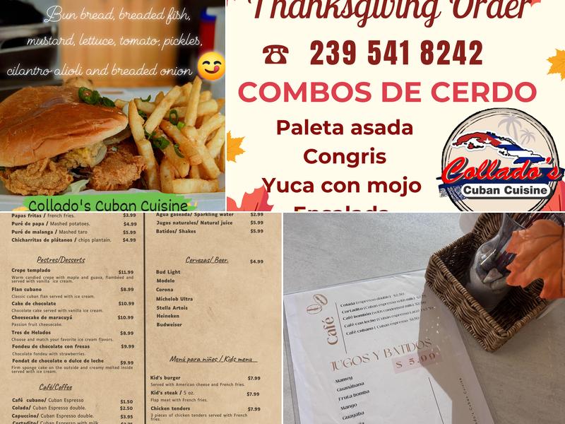 Collado's Cuban Cuisine. Menu