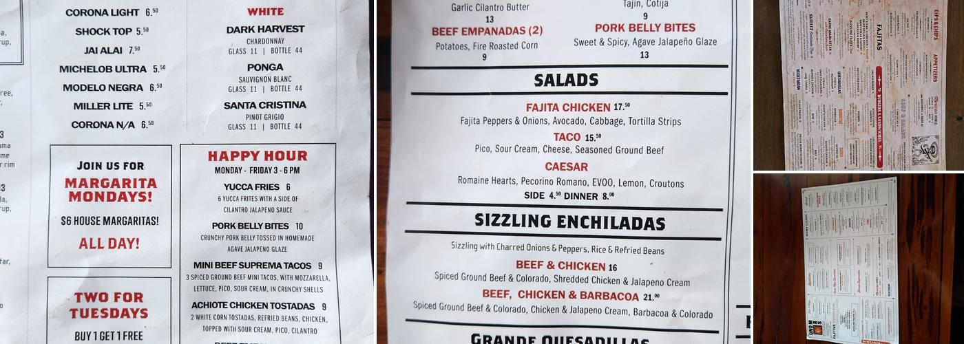 Uno Mas Mexican Cantina Menu