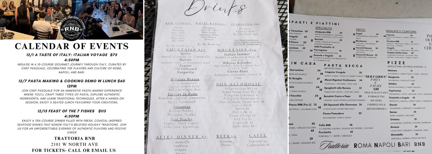 Trattoria RNB Menu