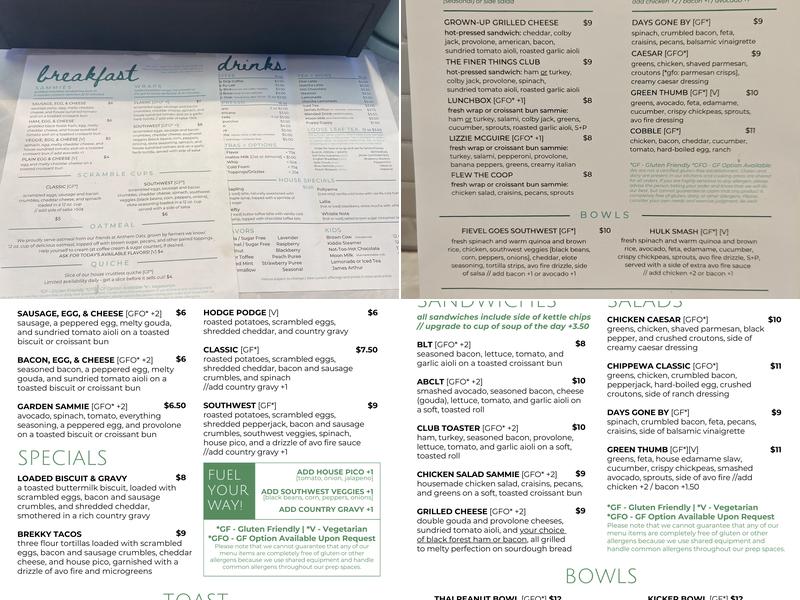 Whirlybird Coffee Co. Menu