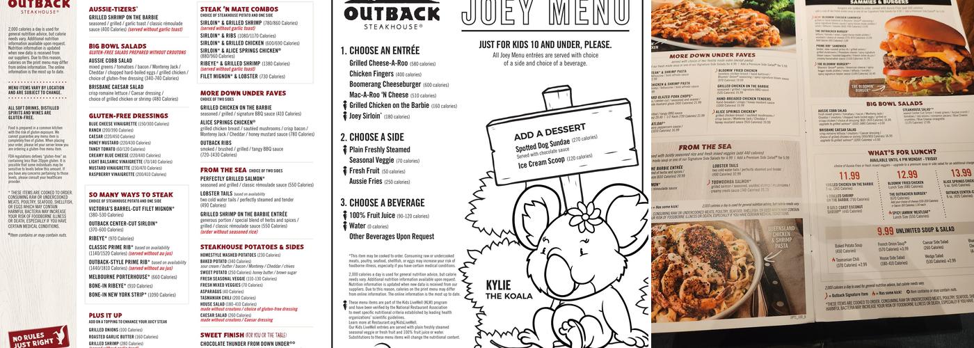 Outback Steakhouse Menu
