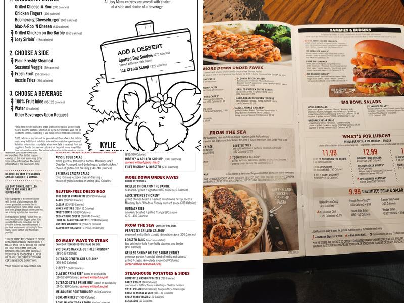 Outback Steakhouse Menu