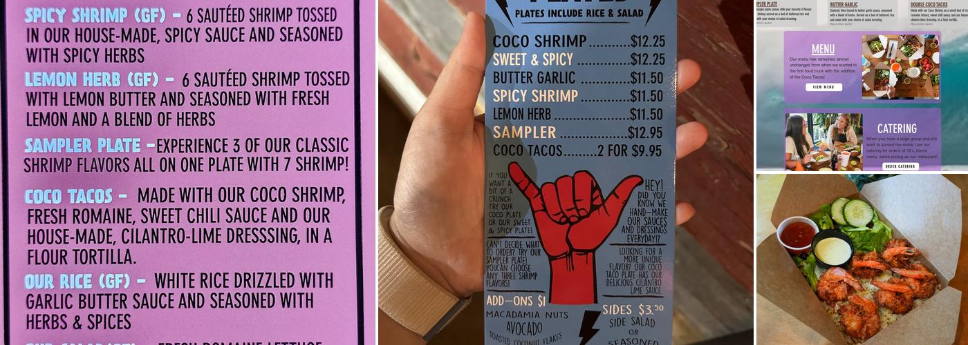 Coco Shrimp Menu
