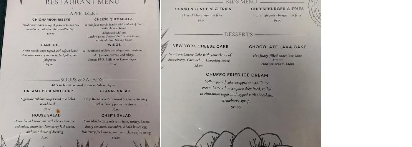 Atrium Restaurant Menu