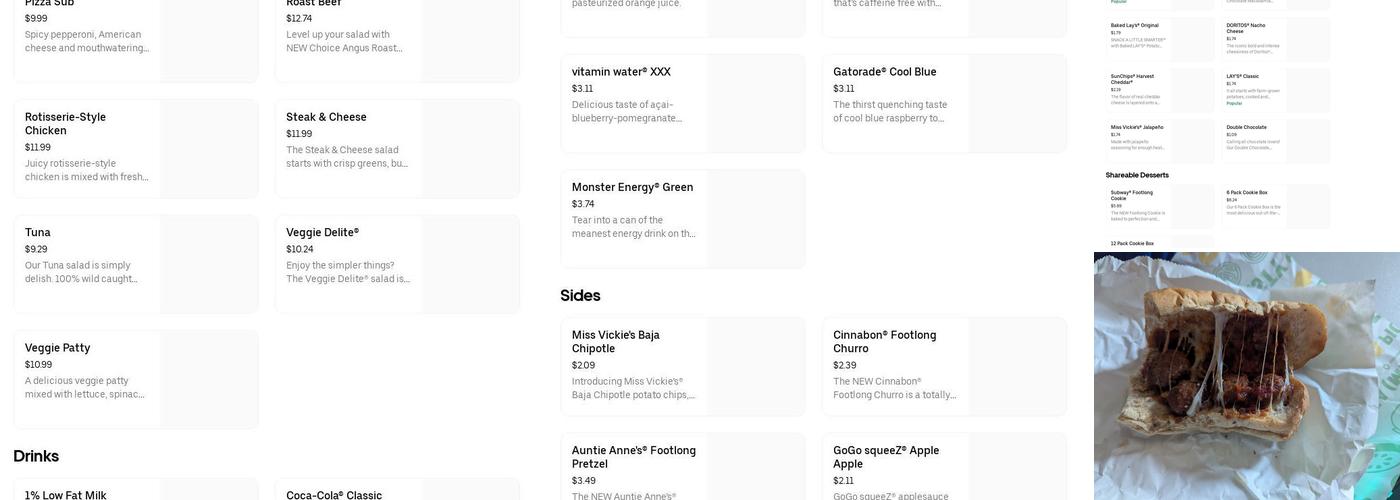 Subway Menu