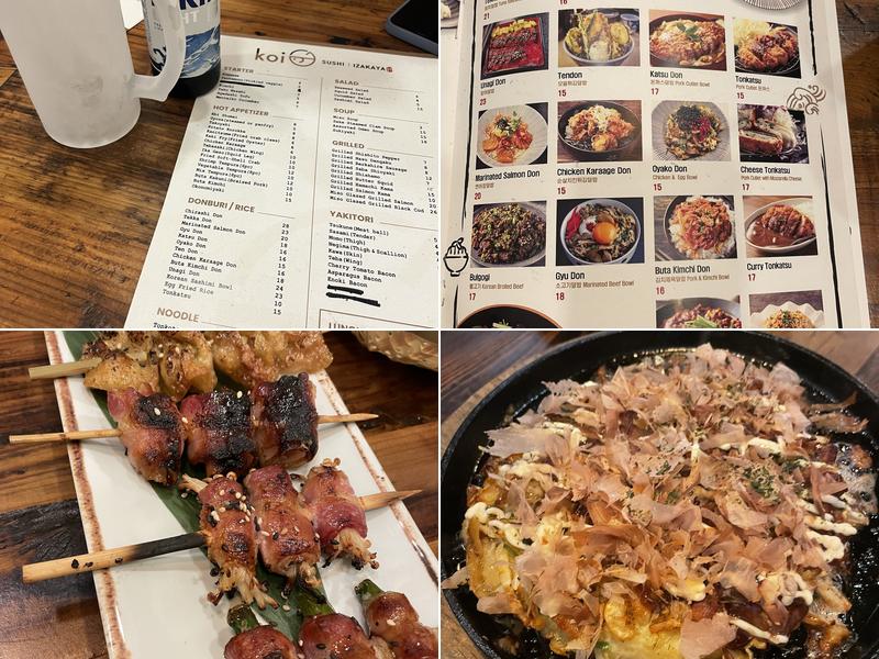 Koi sushi and izakaya Menu