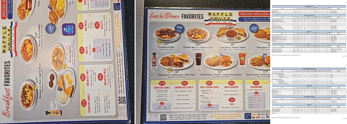 Waffle House Menu