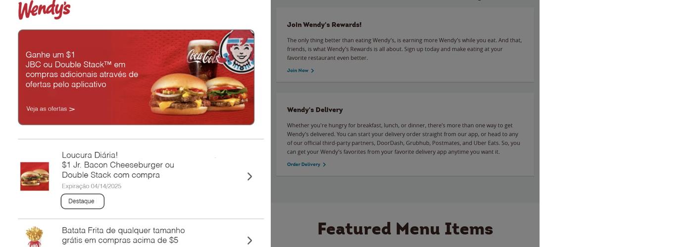Wendy's Menu