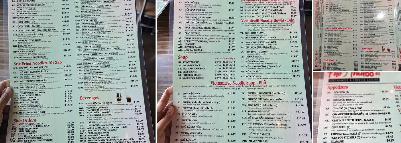 Phở Tran88 #2 Menu