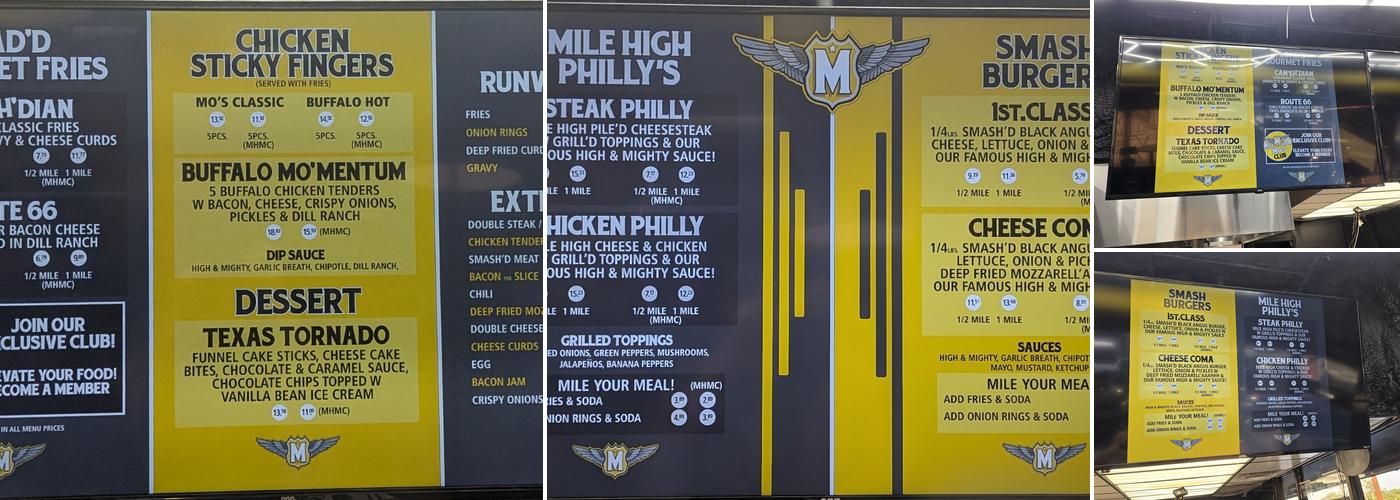 Mile High Mo's - First Class Food Menu