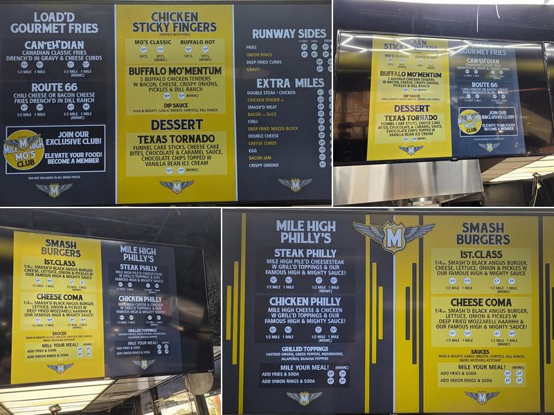 Mile High Mo's - First Class Food Menu