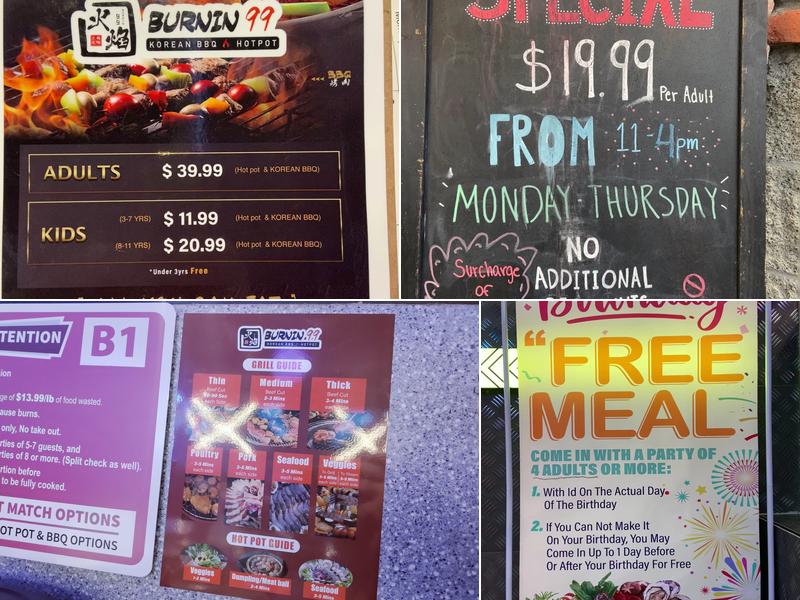 BURNIN99 KOREAN BBQ & HOTPOT Menu