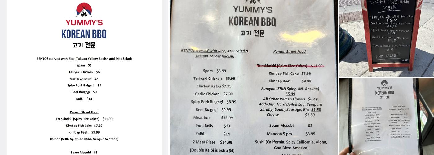 Yummy's Korean BBQ and Sushi Menu