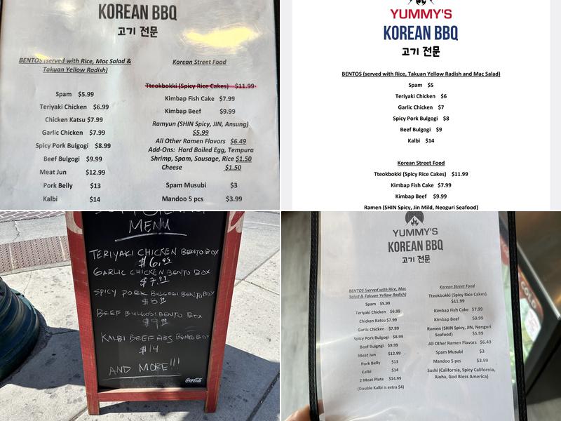 Yummy's Korean BBQ and Sushi Menu