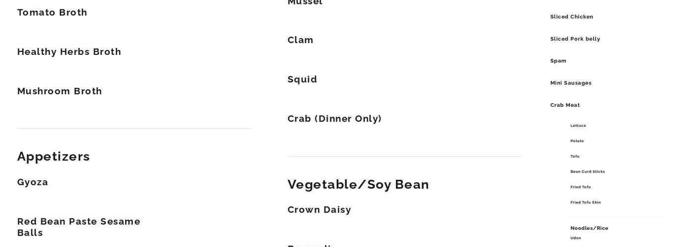 Hey! Hot Pot Menu