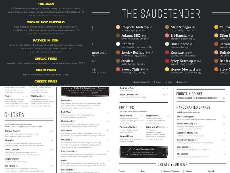 Bo & Vine Burger South Salem Menu