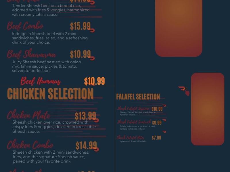 Sheesh Shawarma Menu