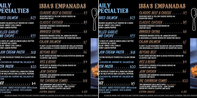 Issa’s Empanadas Menu