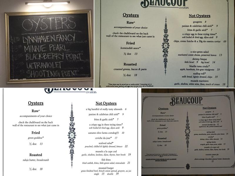 Beaucoup Menu
