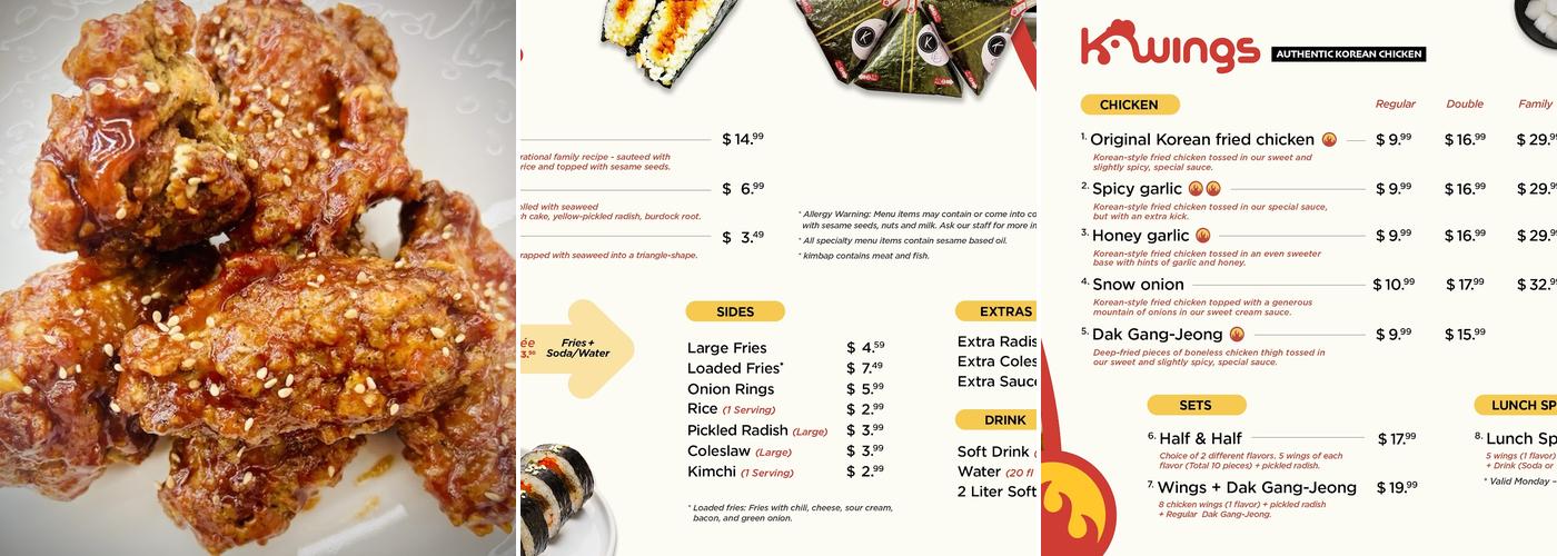 Kwings Menu