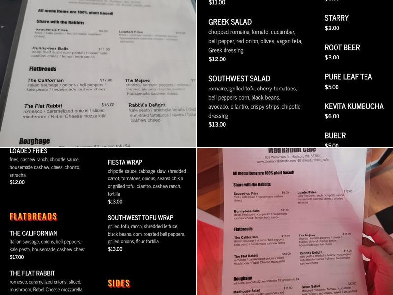 Mad Rabbit Cafe Menu