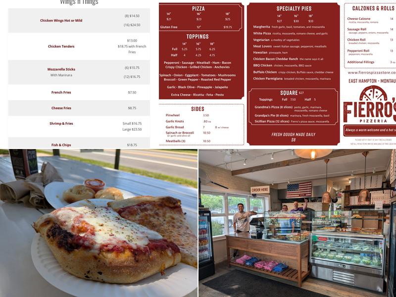 Fierro’s Pizza Montauk Menu