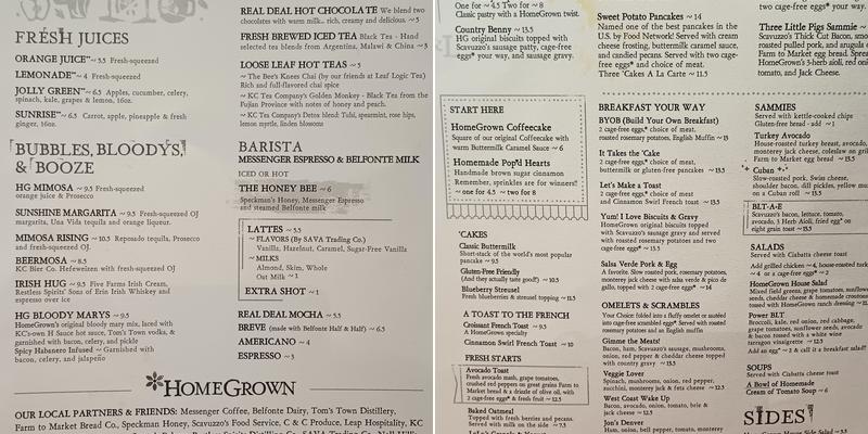 HomeGrown Kansas City - Power & Light Menu