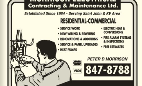 Morrison Electrical Contracting & Maintenance Ltd 7 Fir Ln, Rothesay New Brunswick E2E 2B1