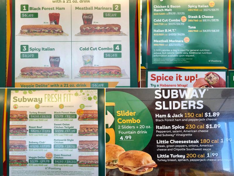 Subway Menu