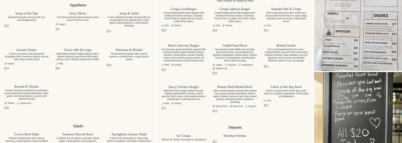 LAVASH SEASIDE GRILL Menu
