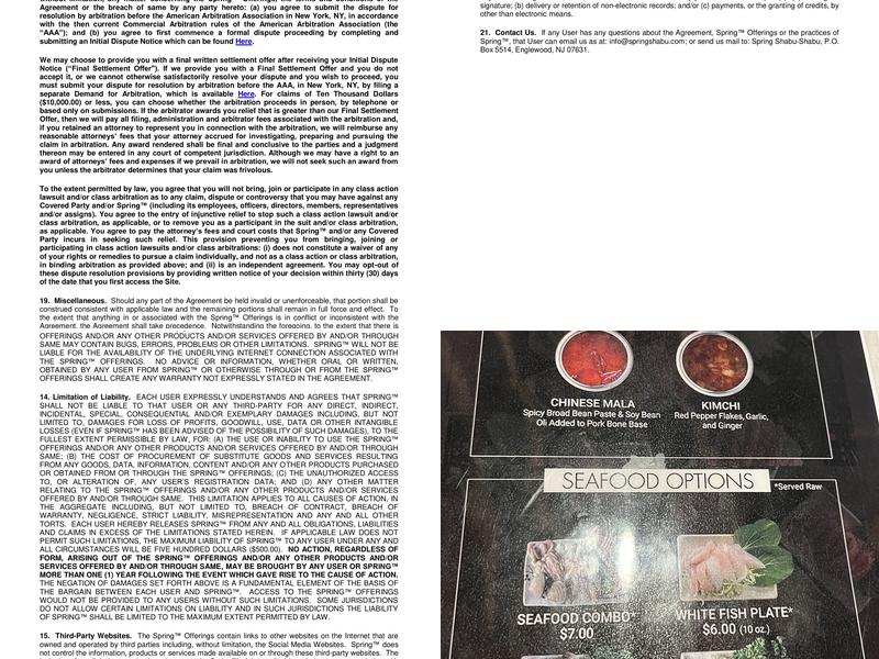 Spring Shabu-Shabu Menu