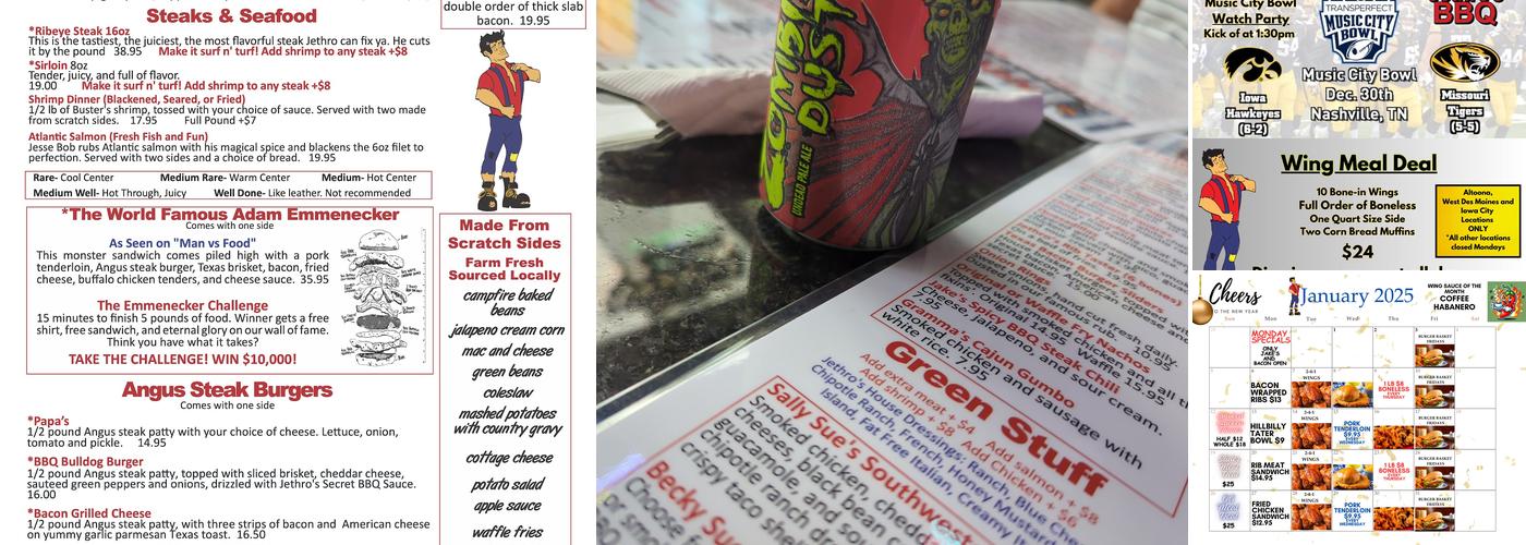 Jethro's BBQ All Stars Menu