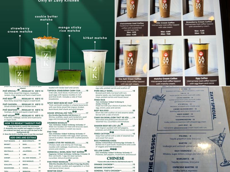 Zavy Kitchen Menu