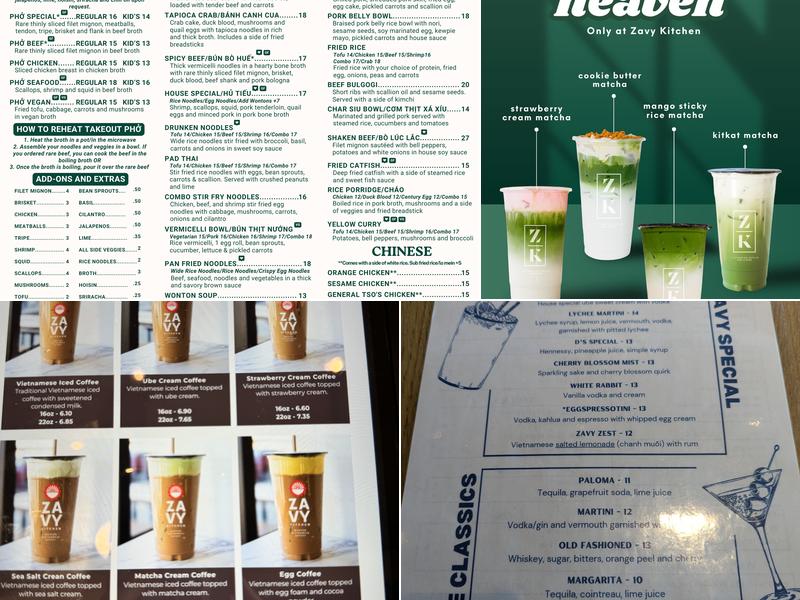 Zavy Kitchen Menu