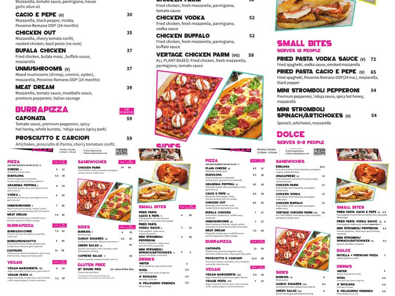 Unregular Pizza Menu