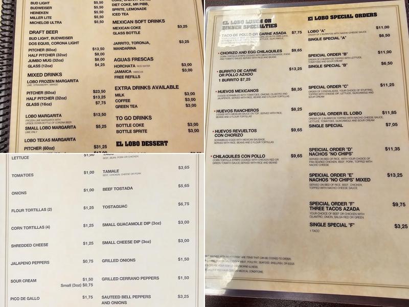 EL LOBO MEXICAN RESTAURANTE Menu