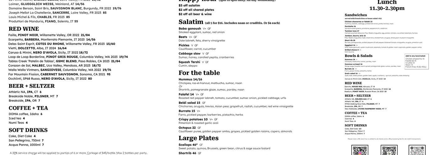Beldi Menu