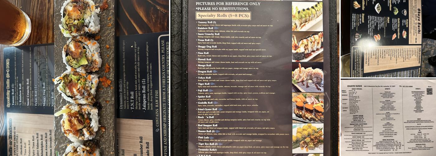Ohayo Sushi Menu