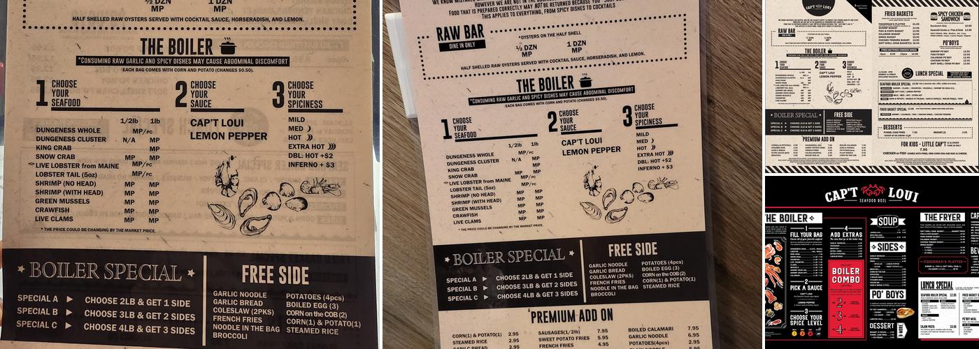 Cap't Loui Carrollton Menu