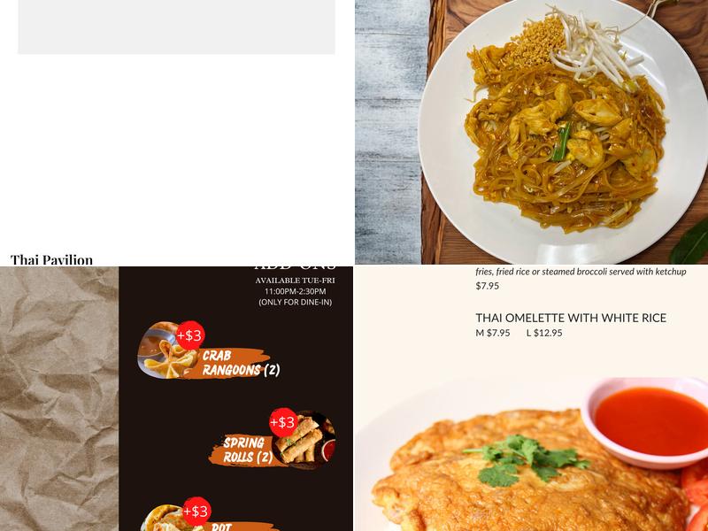 Thai Pavilion Menu