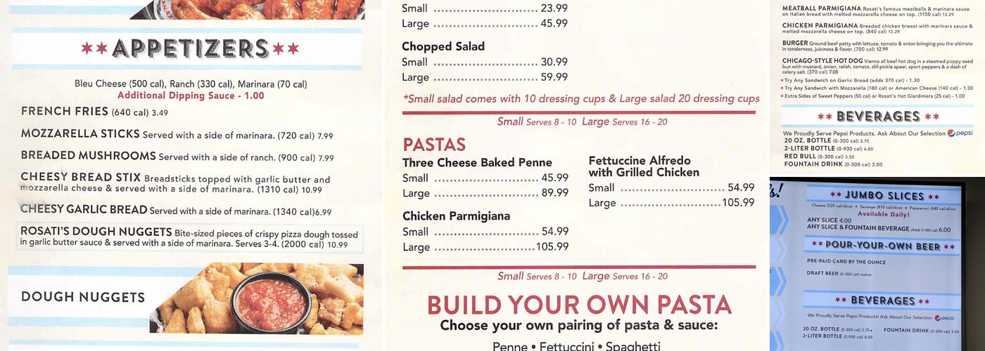 Rosati's Pizza Menu
