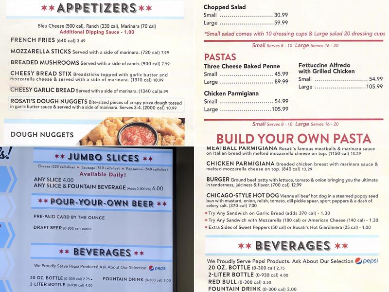 Rosati's Pizza Menu