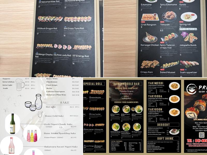 Prime Sushi and Ramen Menu