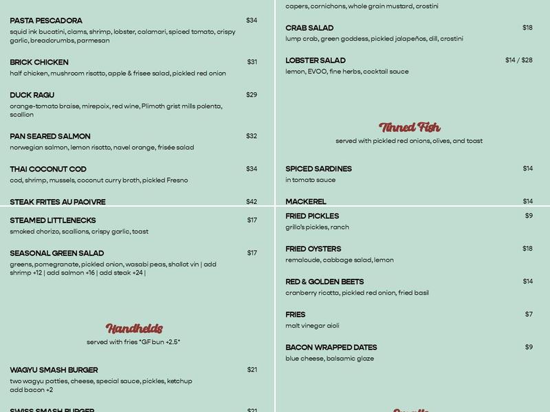 Dotty's Kitchen & Raw Bar Menu